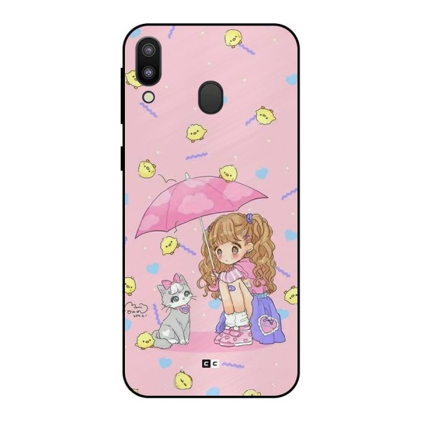 Girl With Cat Metal Back Case for Galaxy M20