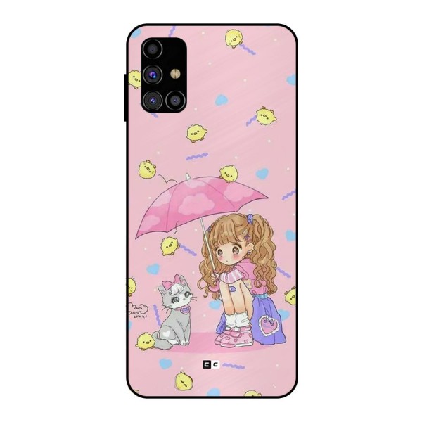 Girl With Cat Metal Back Case for Galaxy M31s