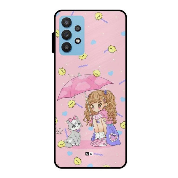 Girl With Cat Metal Back Case for Galaxy M32 5G