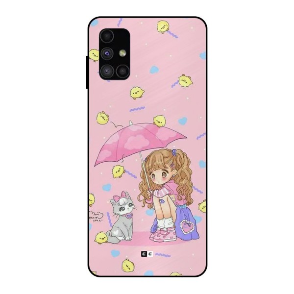 Girl With Cat Metal Back Case for Galaxy M51