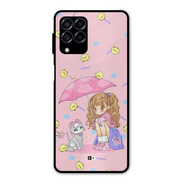 Girl With Cat Metal Back Case for Galaxy M53 5G
