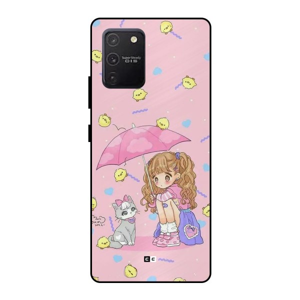 Girl With Cat Metal Back Case for Galaxy S10 Lite