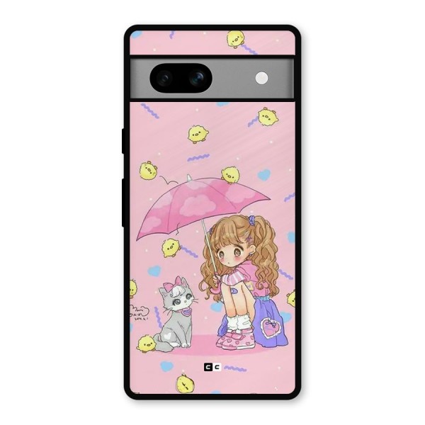 Girl With Cat Metal Back Case for Google Pixel 7a