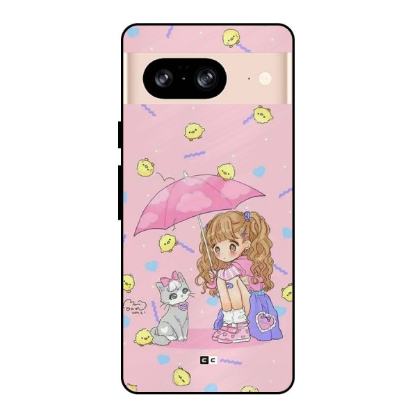 Girl With Cat Metal Back Case for Google Pixel 8