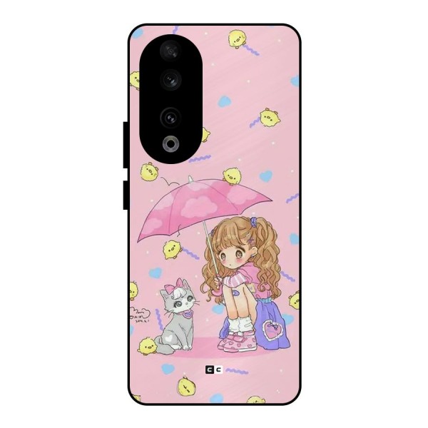 Girl With Cat Metal Back Case for Honor 90