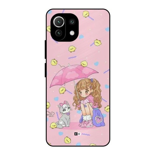 Girl With Cat Metal Back Case for Mi 11 Lite