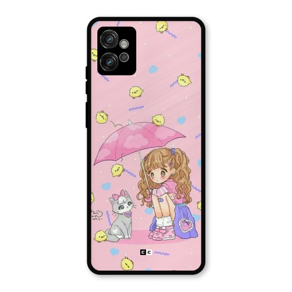 Girl With Cat Metal Back Case for Moto G32