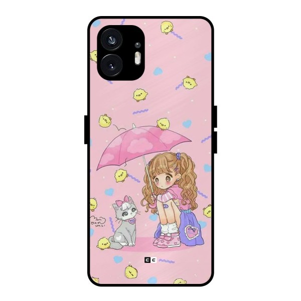 Girl With Cat Metal Back Case for Nothing Phone 2