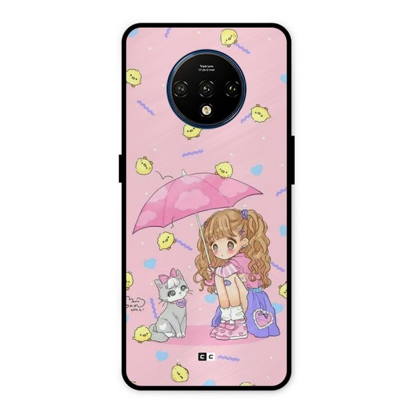 Girl With Cat Metal Back Case for OnePlus 7T