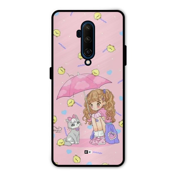 Girl With Cat Metal Back Case for OnePlus 7T Pro