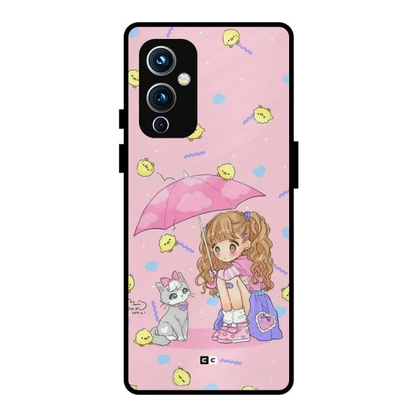 Girl With Cat Metal Back Case for OnePlus 9