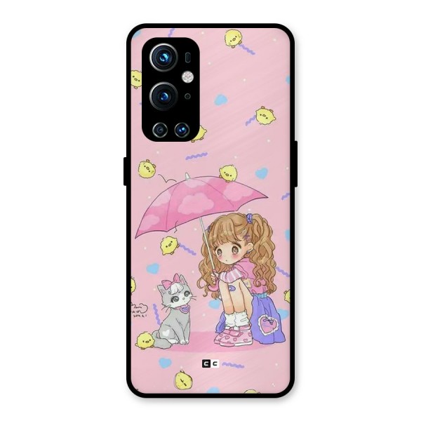 Girl With Cat Metal Back Case for OnePlus 9 Pro