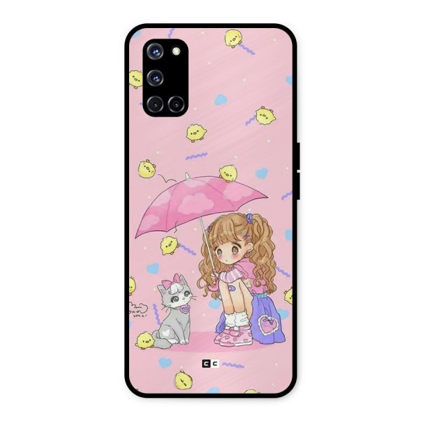 Girl With Cat Metal Back Case for Oppo A52