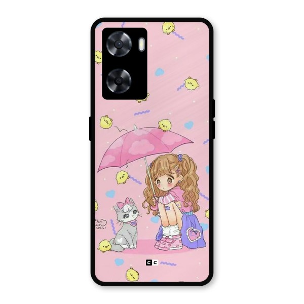 Girl With Cat Metal Back Case for Oppo A77s