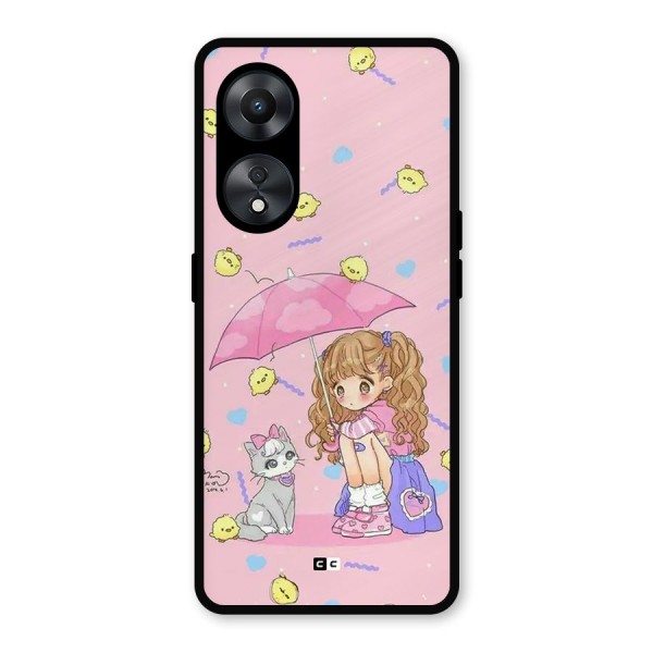 Girl With Cat Metal Back Case for Oppo A78