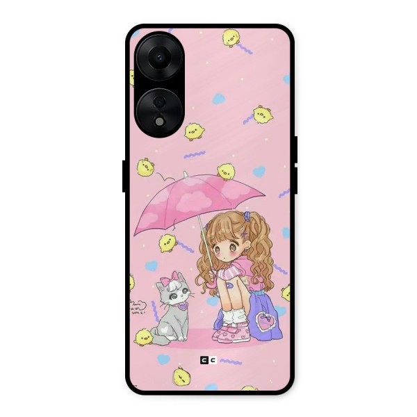 Girl With Cat Metal Back Case for Oppo A78 5G