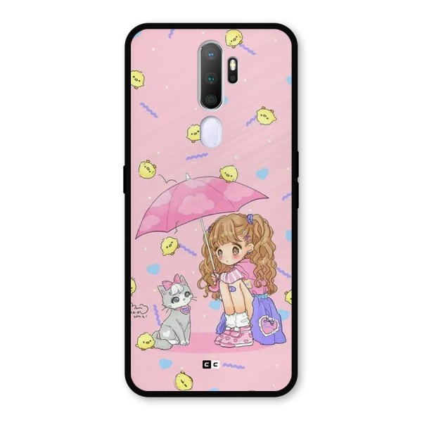 Girl With Cat Metal Back Case for Oppo A9 (2020)