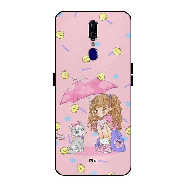 Girl With Cat Metal Back Case for Oppo F11