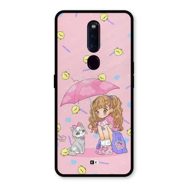 Girl With Cat Metal Back Case for Oppo F11 Pro