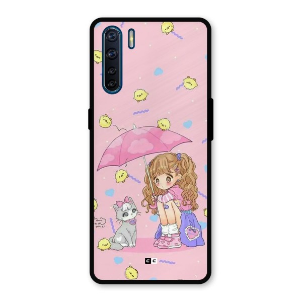 Girl With Cat Metal Back Case for Oppo F15