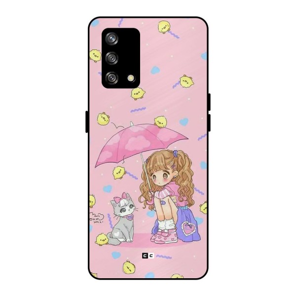 Girl With Cat Metal Back Case for Oppo F19s