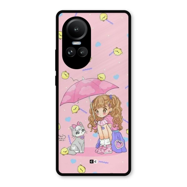 Girl With Cat Metal Back Case for Oppo Reno10