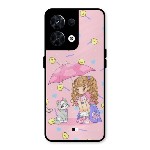 Girl With Cat Metal Back Case for Oppo Reno8 5G