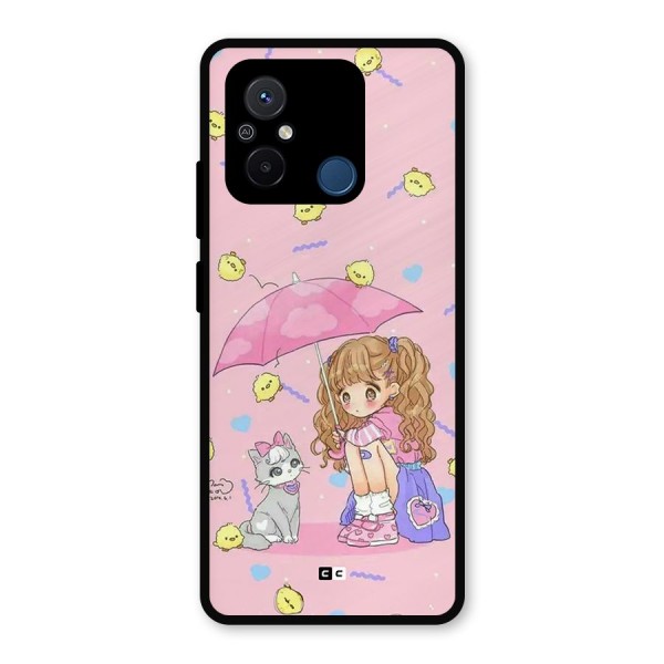 Girl With Cat Metal Back Case for Poco C55