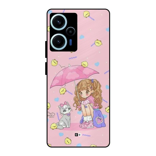 Girl With Cat Metal Back Case for Poco F5