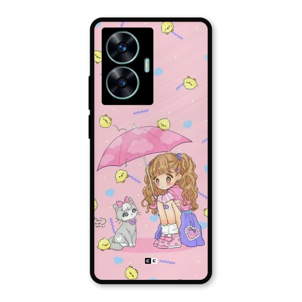 Girl With Cat Metal Back Case for Realme C55