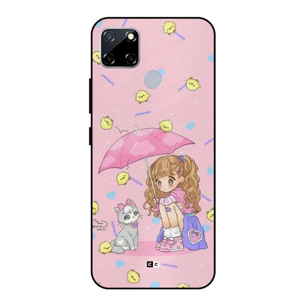 Girl With Cat Metal Back Case for Realme Narzo 20