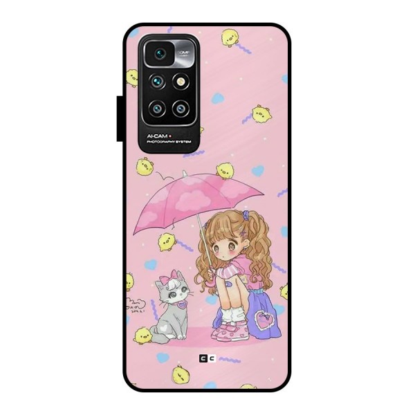 Girl With Cat Metal Back Case for Redmi 10 Prime