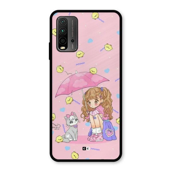 Girl With Cat Metal Back Case for Redmi 9 Power