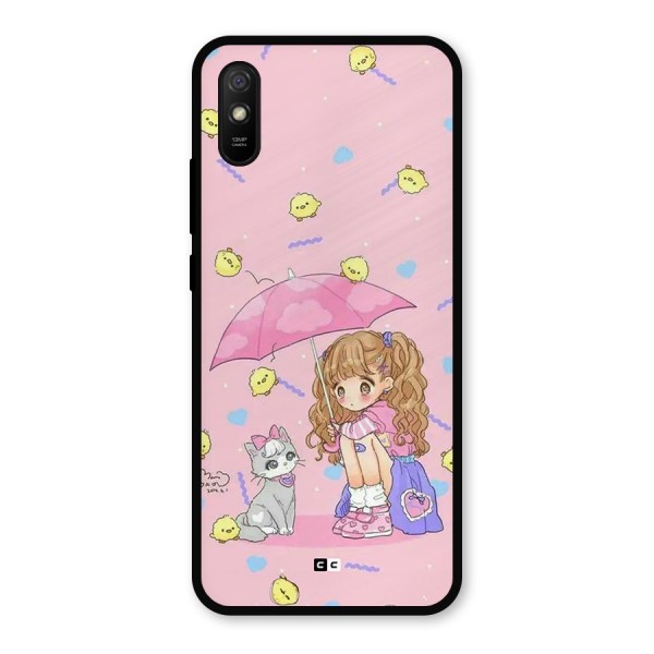 Girl With Cat Metal Back Case for Redmi 9i