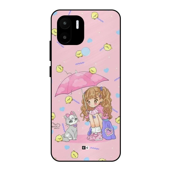 Girl With Cat Metal Back Case for Redmi A1 Plus