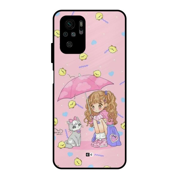 Girl With Cat Metal Back Case for Redmi Note 10