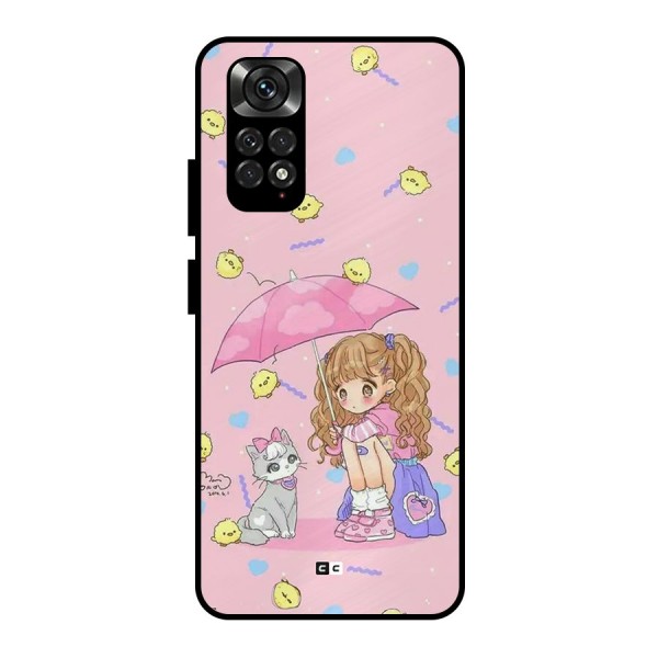 Girl With Cat Metal Back Case for Redmi Note 11 Pro