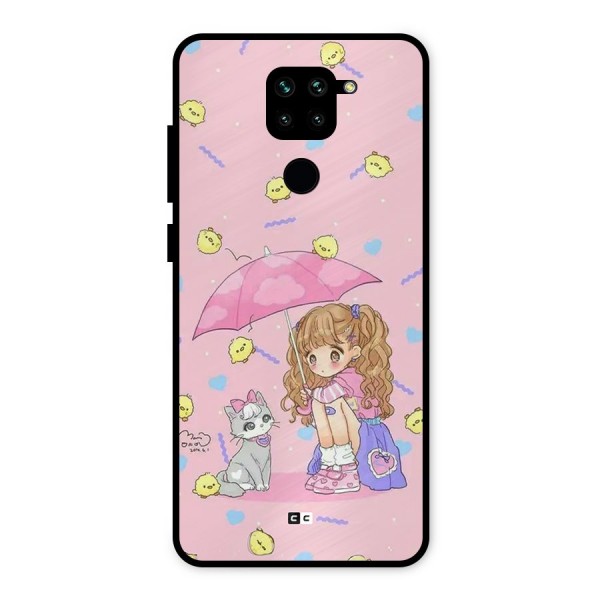 Girl With Cat Metal Back Case for Redmi Note 9