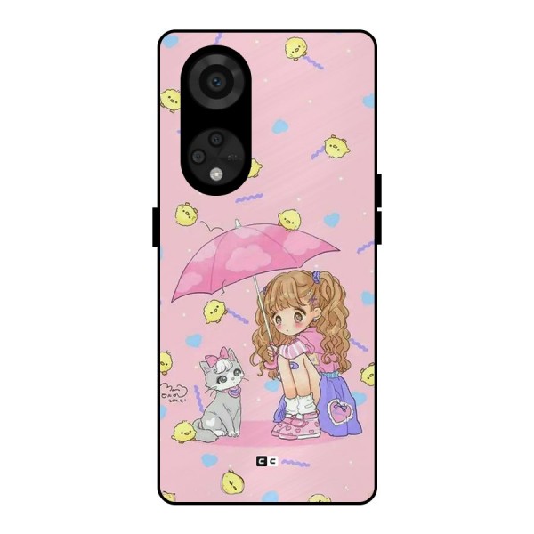Girl With Cat Metal Back Case for Reno8 T 5G