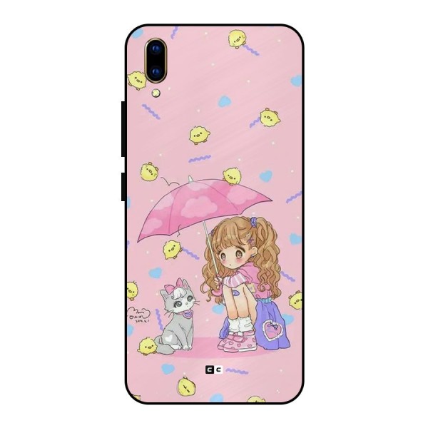 Girl With Cat Metal Back Case for Vivo V11 Pro