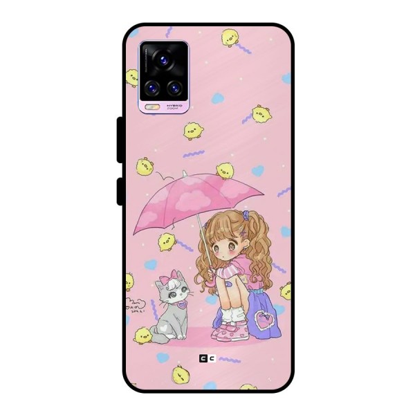 Girl With Cat Metal Back Case for Vivo V20 Pro