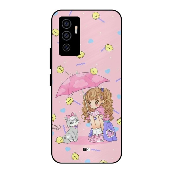 Girl With Cat Metal Back Case for Vivo V23e