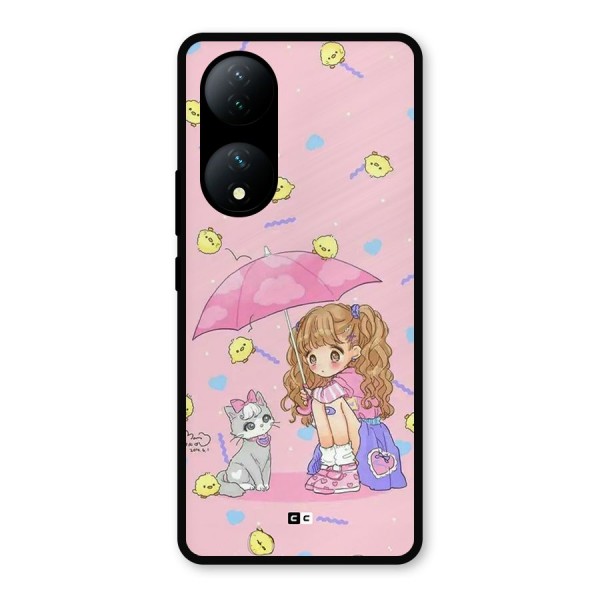 Girl With Cat Metal Back Case for Vivo Y100