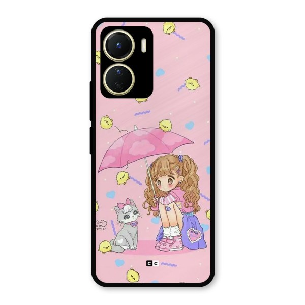 Girl With Cat Metal Back Case for Vivo Y16