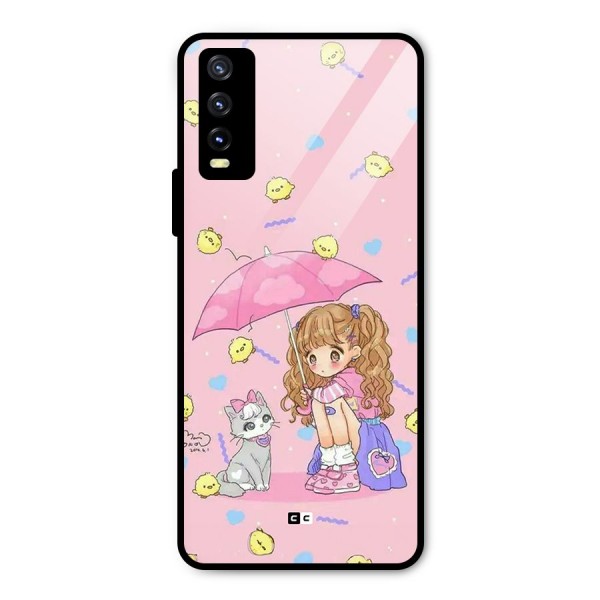 Girl With Cat Metal Back Case for Vivo Y20 2021