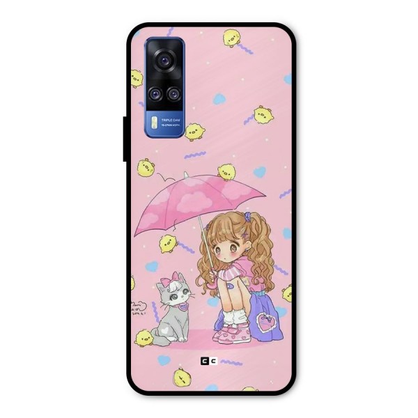 Girl With Cat Metal Back Case for Vivo Y31