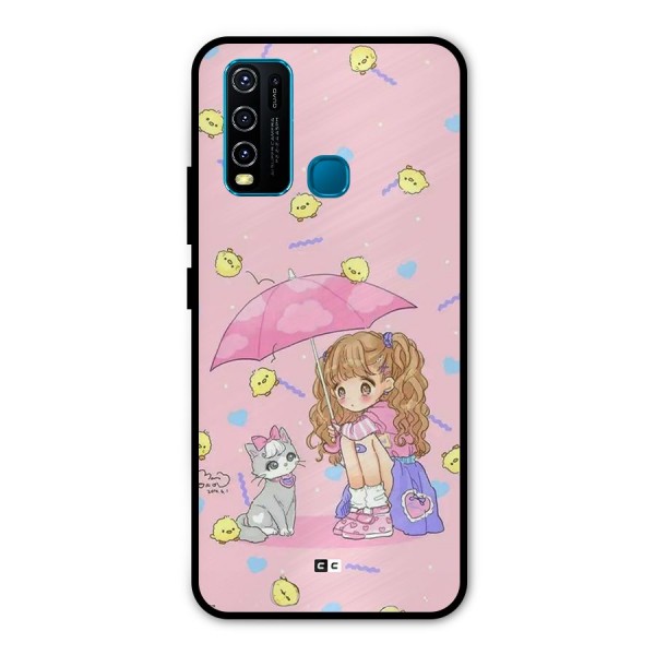 Girl With Cat Metal Back Case for Vivo Y50