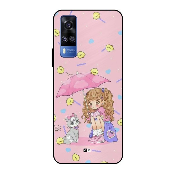 Girl With Cat Metal Back Case for Vivo Y51