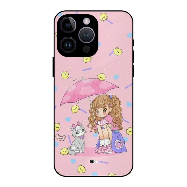 Girl With Cat Metal Back Case for iPhone 14 Pro Max
