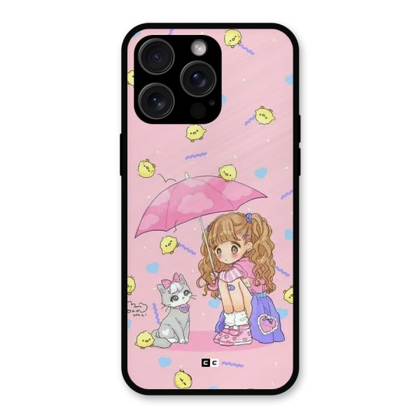 Girl With Cat Metal Back Case for iPhone 15 Pro Max